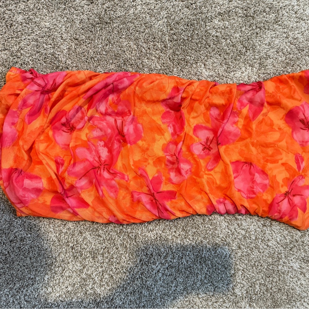 Vibrant Orange and Pink Floral Dress
